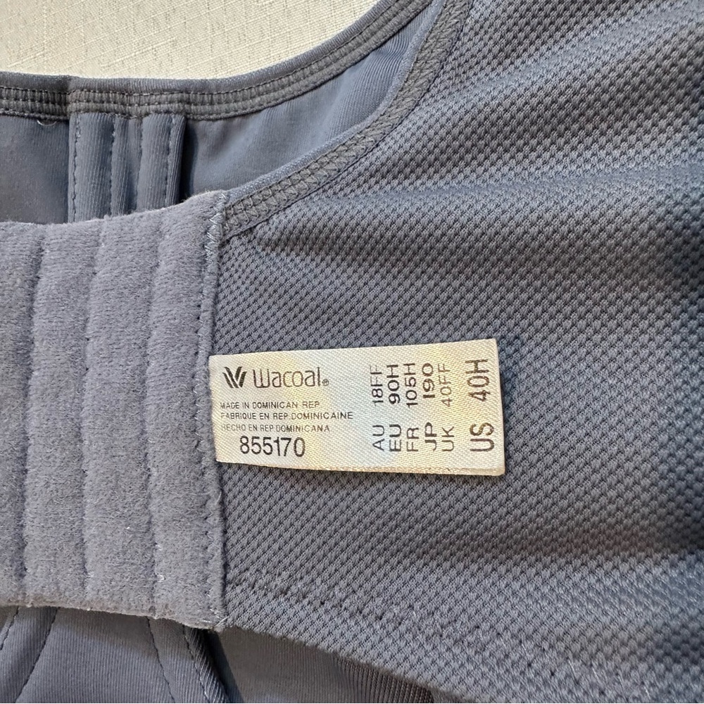 Wacoal Gray High Impact Underwire Sports Bra 40H Supportive - Picture 3 of 15